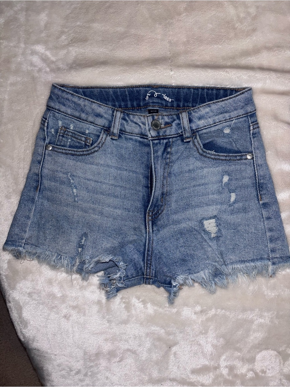 art class Light Blue Distressed Denim Shorts